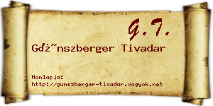 Günszberger Tivadar névjegykártya